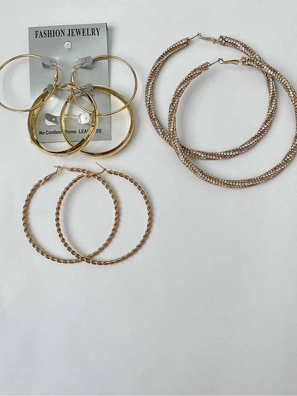 Fashion Jewelry Gold Hoop Earring Set - Mixed Textures